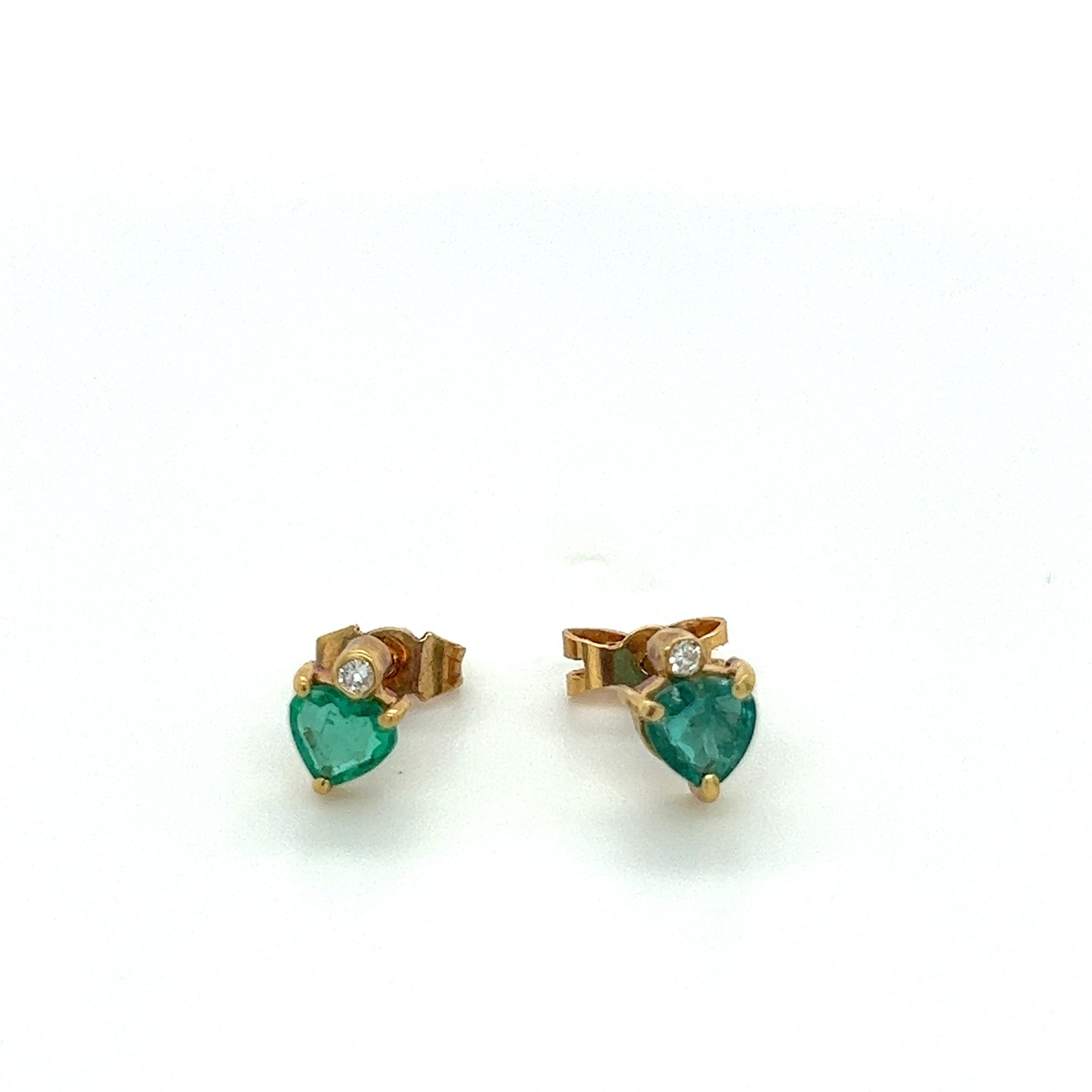 Lab Emerald Heart Stud Earrings